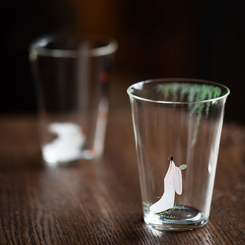 Hand-Painted 180ml Glass Tumbler | Cherry, Peach, Rabbit, Lady