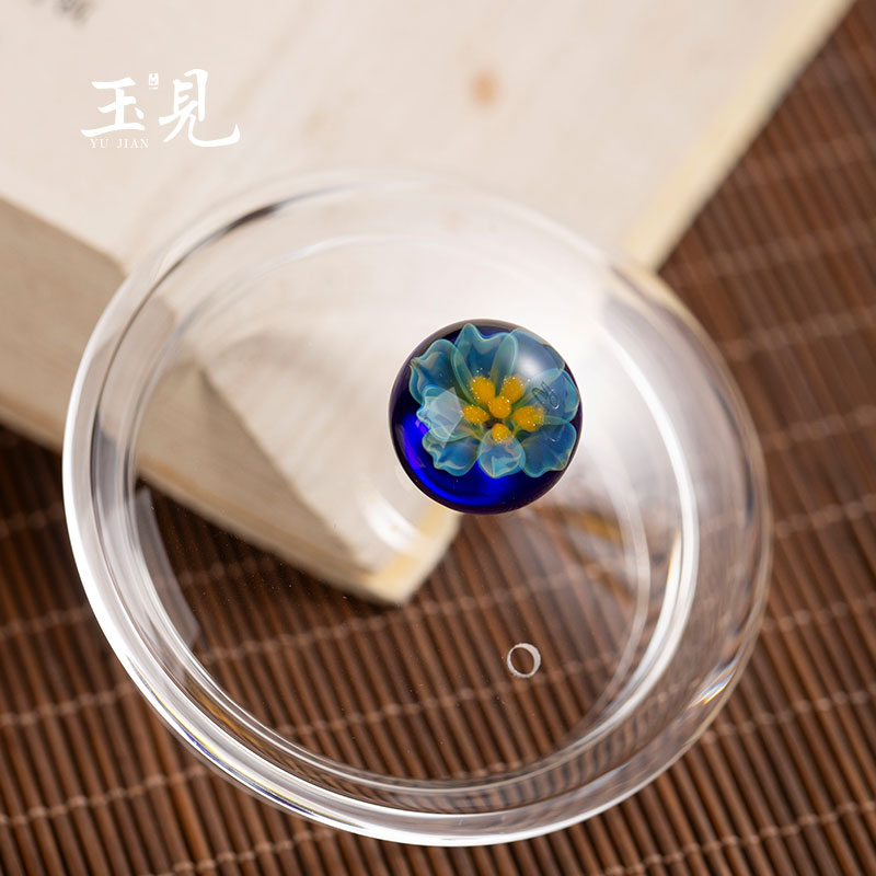 Handcrafted 220ml Borosilicate Glass Teapot – Qingying Handle Pot with Floral Lid