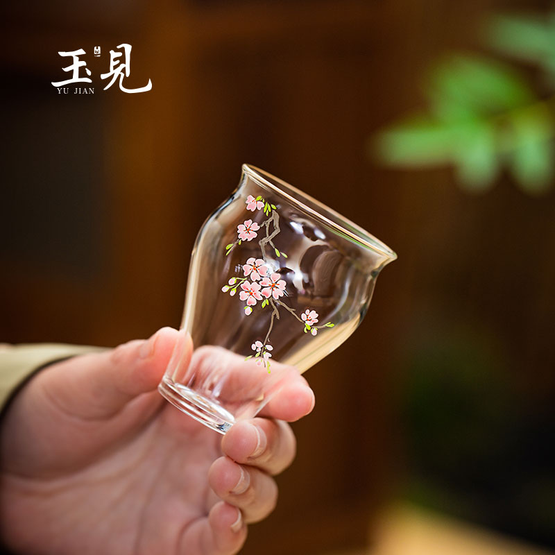 Hand-Painted Glass Tea Cups 2pcs 70ml | Lotus, Sakura, Orchid