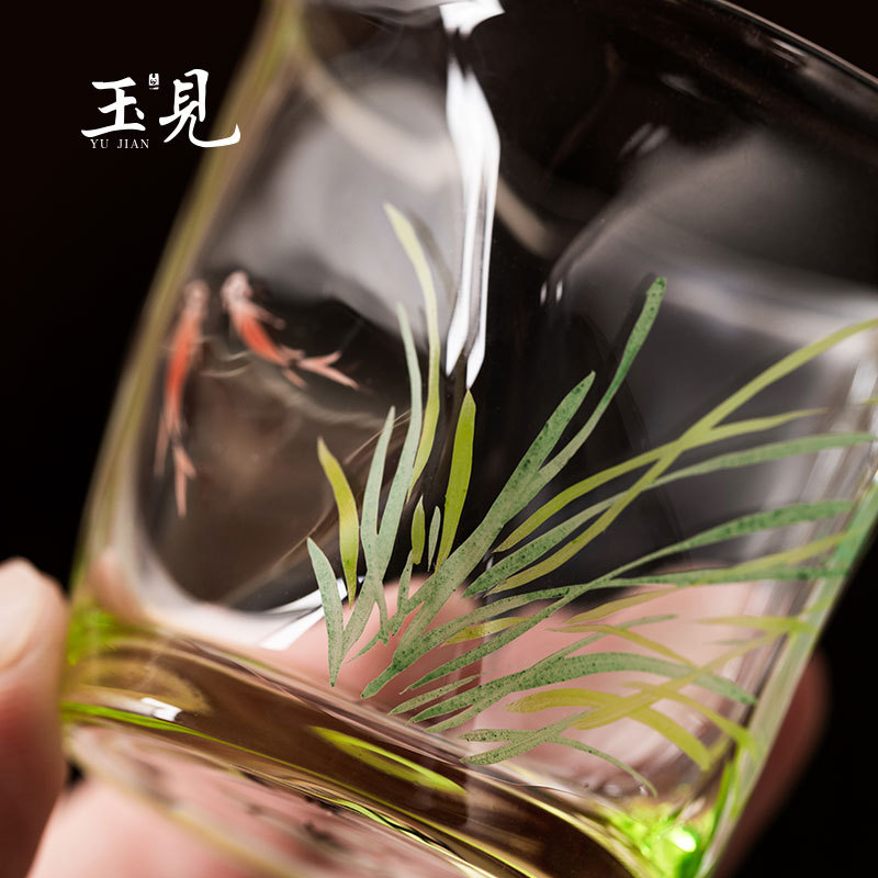 Hand-Painted 50ml Glass Tea Cup Set – 4pcs