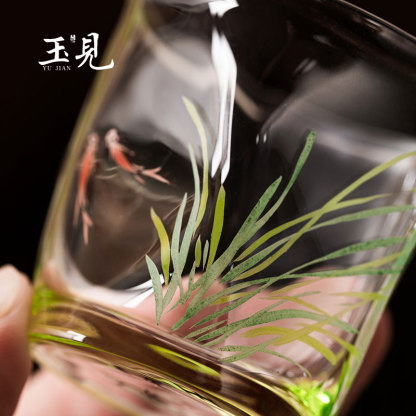 Hand-Painted 50ml Glass Tea Cup Set – 4pcs