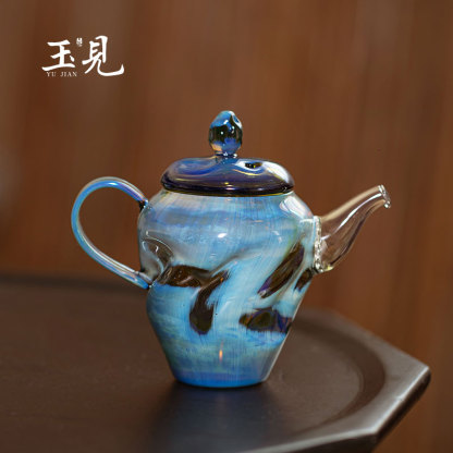 Handcrafted Iridescent Glass Teapot 