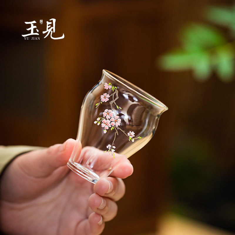 Hand-Painted Glass Tea Cups 2pcs 70ml | Lotus, Sakura, Orchid