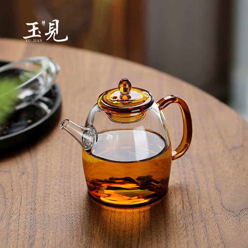 Borosilicate Glass Teapot with Jade Texture Handle & Lid – 240ml
