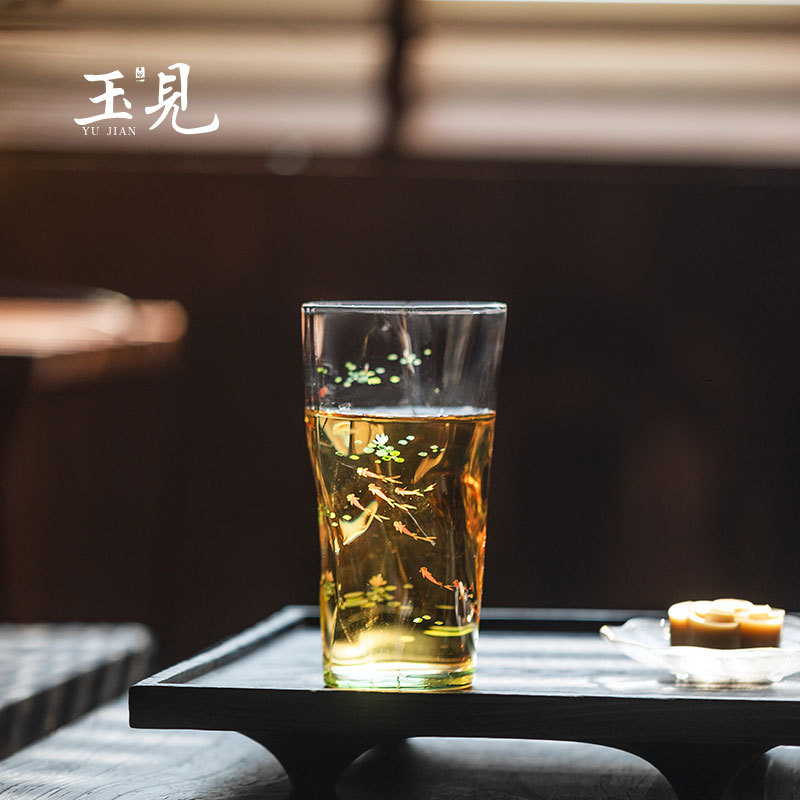 Hand-Painted Lotus Fish Glass Tea Cup 260ml / 180ml | Gift Box