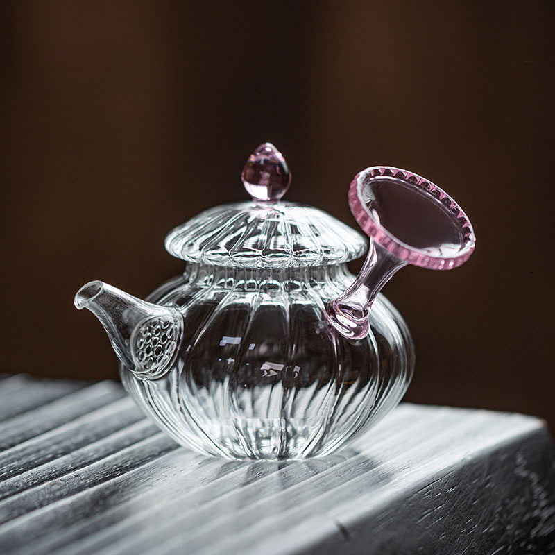 Handcrafted Borosilicate Glass Teapot 150ml – Seashell Handle, Four Colors