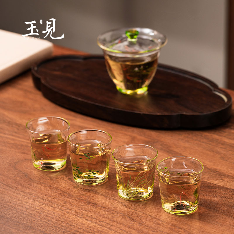 Hand-Painted 50ml Glass Tea Cup Set – 4pcs
