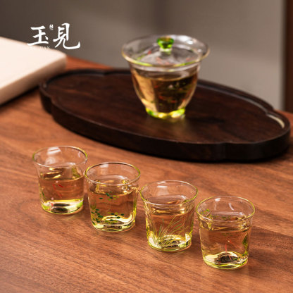 Hand-Painted 50ml Glass Tea Cup Set – 4pcs