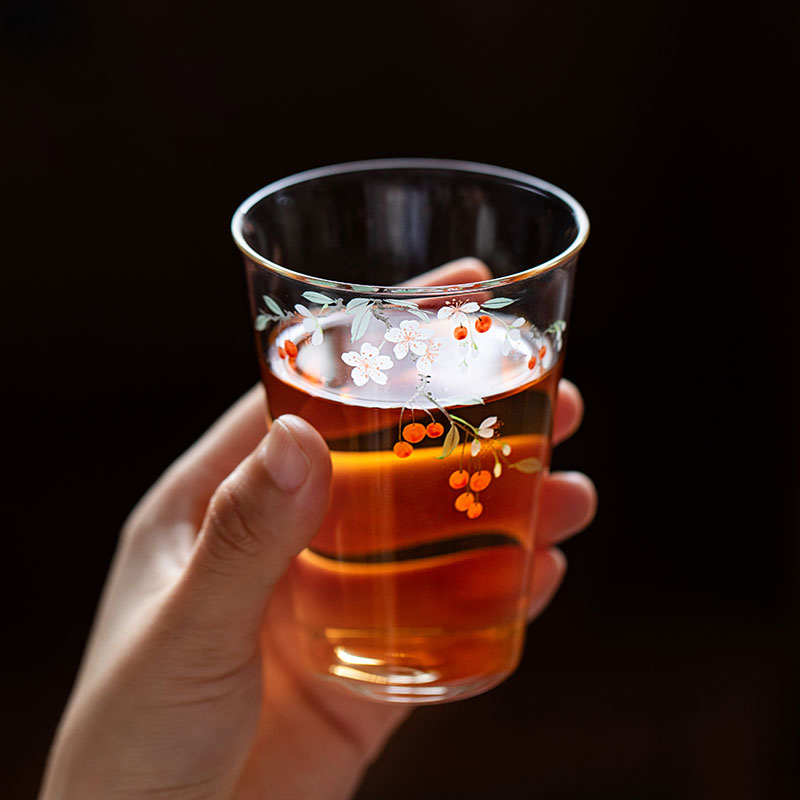 Hand-Painted 180ml Glass Tumbler | Cherry, Peach, Rabbit, Lady