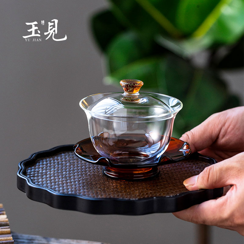 Handcrafted Lotus Elegance Gaiwan 150ml – Borosilicate Glass, Four Colors