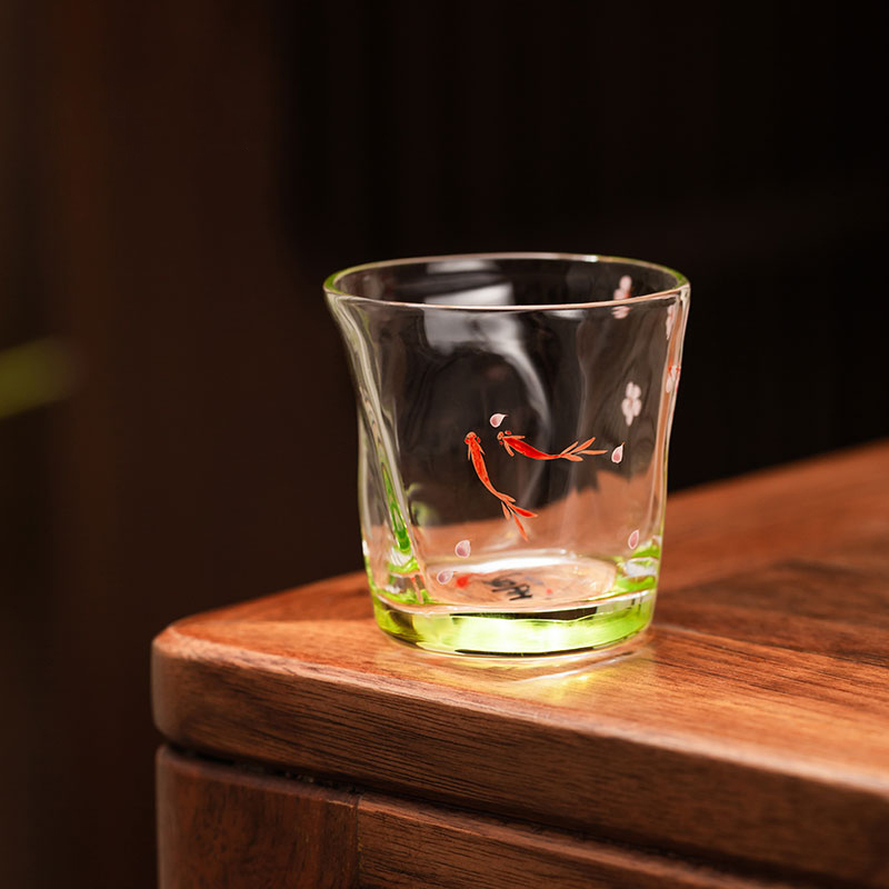 Hand-Painted 50ml Glass Tea Cup Set – 4pcs