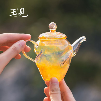 Handcrafted Iridescent Glass Teapot 