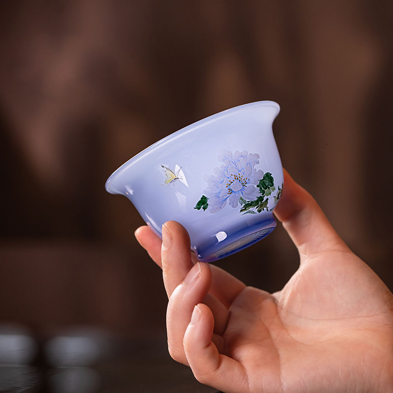YUJIAN Hand-Painted Master Cup 90ml Handmade Glass Teacup – Chinese Style