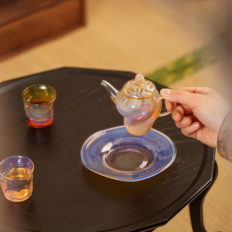 Handcrafted Iridescent Glass Teapot 