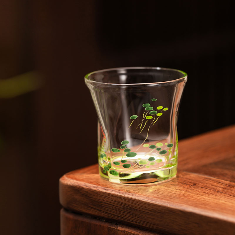 Hand-Painted 50ml Glass Tea Cup Set – 4pcs