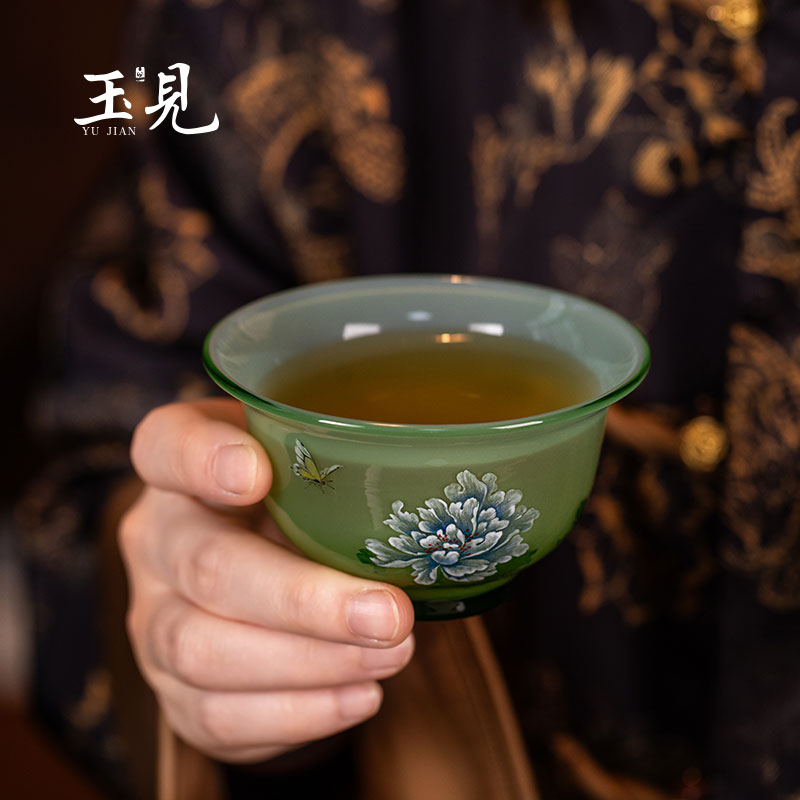YUJIAN Hand-Painted Master Cup 90ml Handmade Glass Teacup – Chinese Style