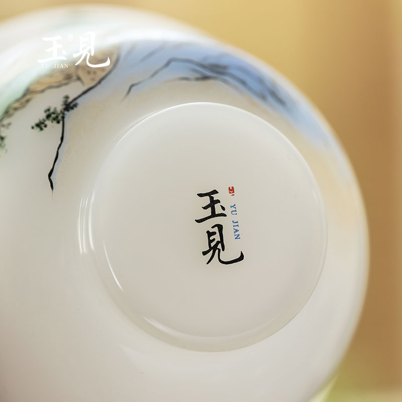 Hand-Painted Landscape Mug | Borosilicate Glass Office Cup