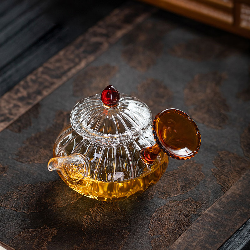 Handcrafted Borosilicate Glass Teapot 150ml – Seashell Handle, Four Colors