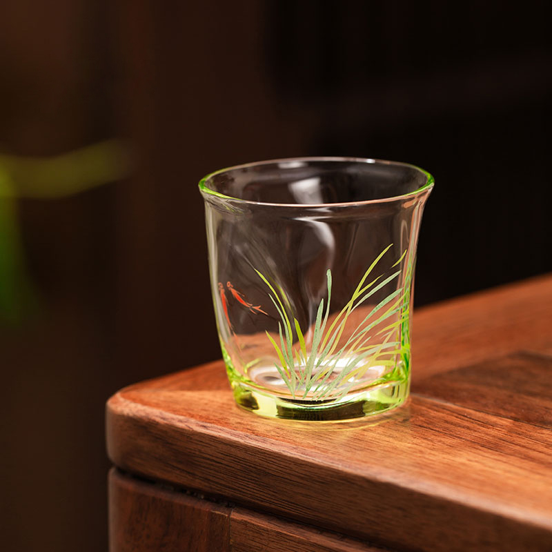 Hand-Painted 50ml Glass Tea Cup Set – 4pcs