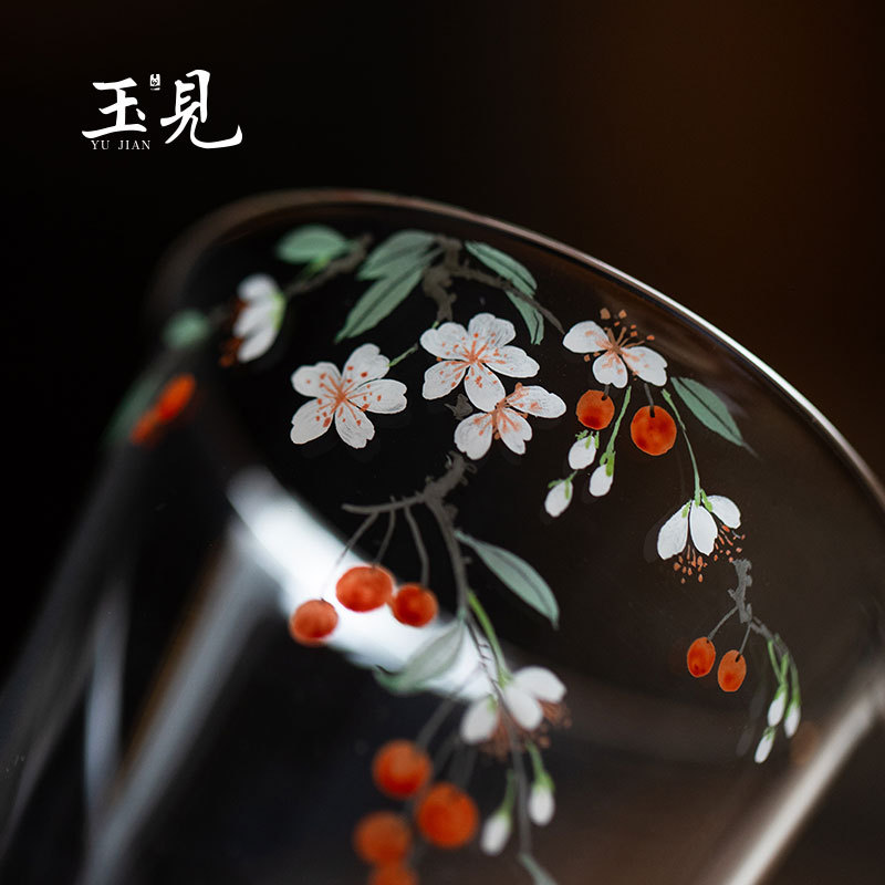 Hand-Painted 180ml Glass Tumbler | Cherry, Peach, Rabbit, Lady