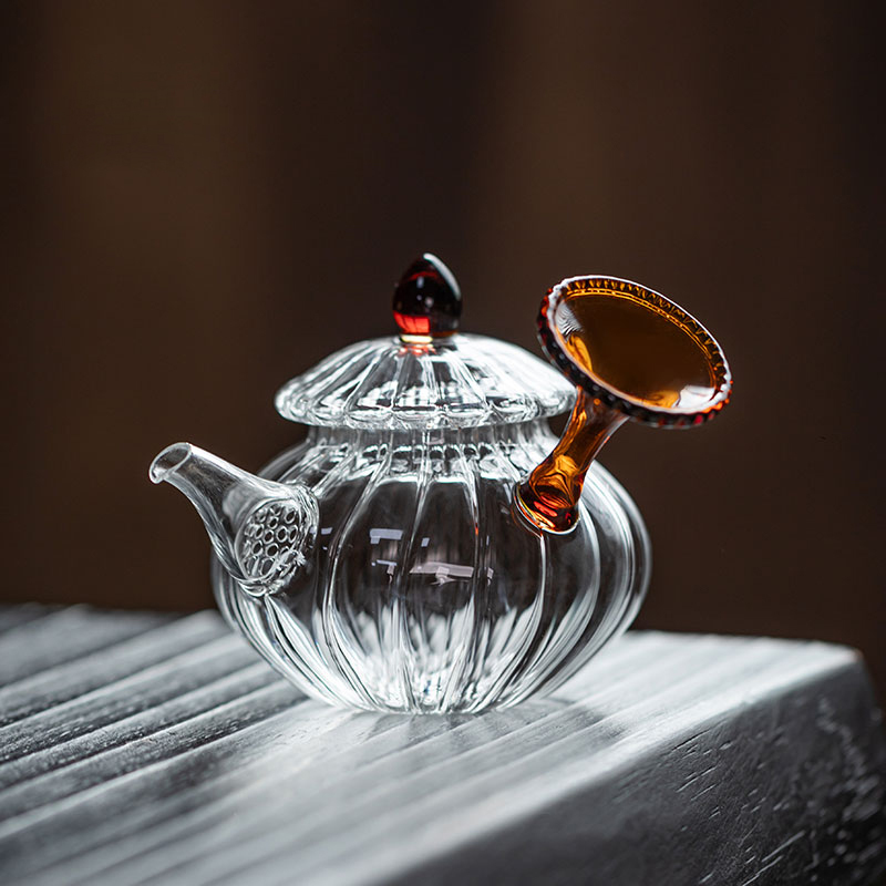 Handcrafted Borosilicate Glass Teapot 150ml – Seashell Handle, Four Colors