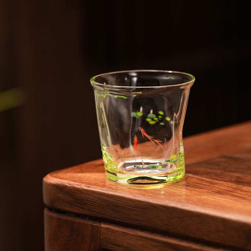 Hand-Painted 50ml Glass Tea Cup Set – 4pcs