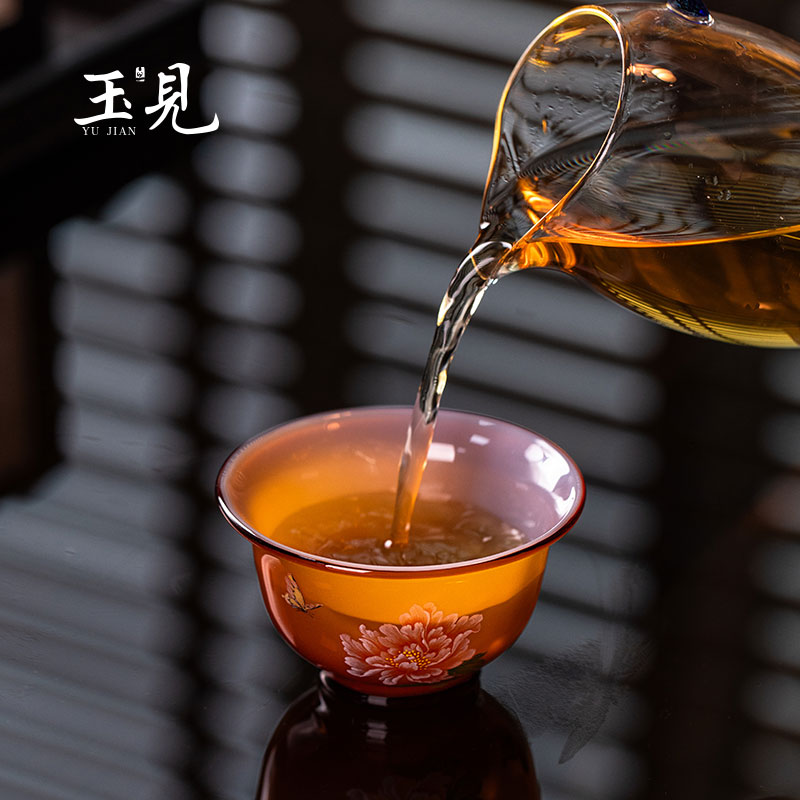 YUJIAN Hand-Painted Master Cup 90ml Handmade Glass Teacup – Chinese Style