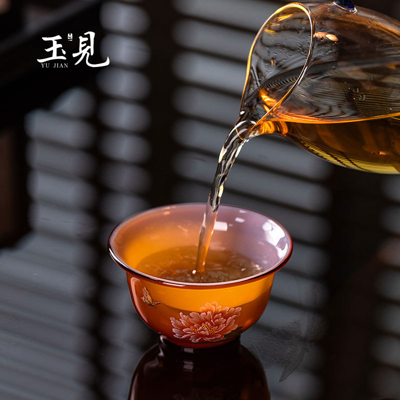 YUJIAN Hand-Painted Master Cup 90ml Handmade Glass Teacup – Chinese Style