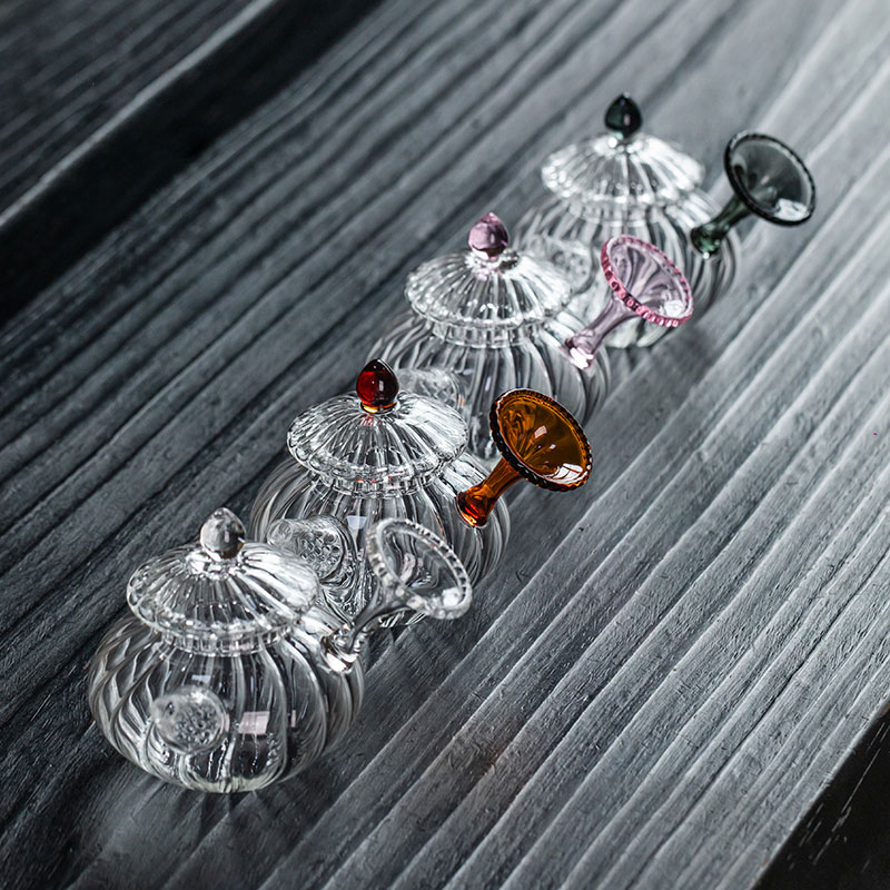 Handcrafted Borosilicate Glass Teapot 150ml – Seashell Handle, Four Colors