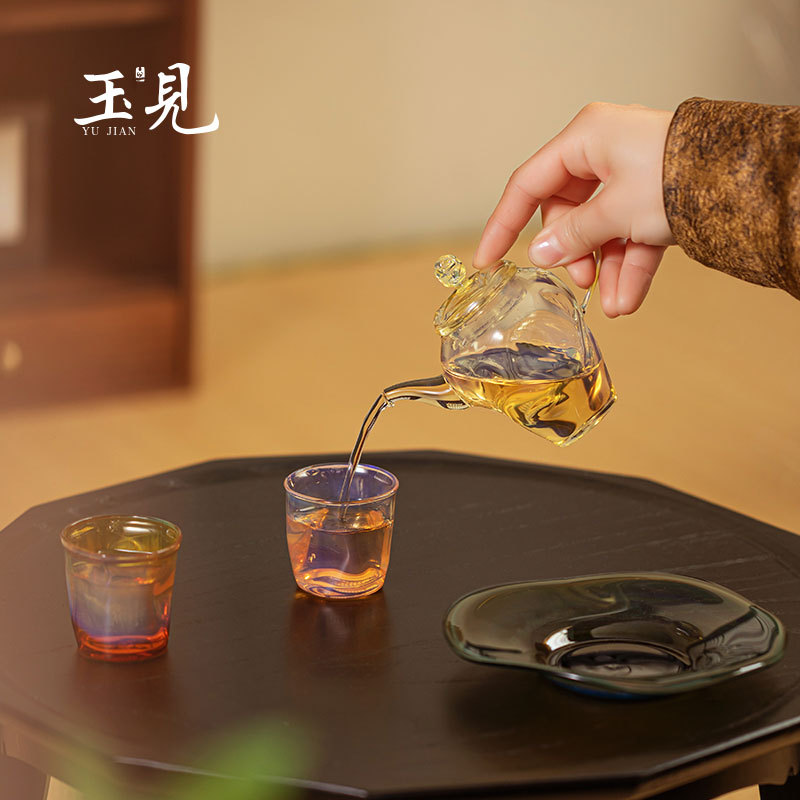 Handcrafted Iridescent Glass Teapot 