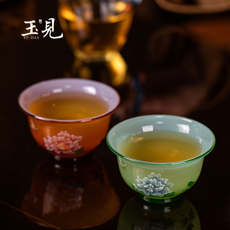 YUJIAN Hand-Painted Master Cup 90ml Handmade Glass Teacup – Chinese Style