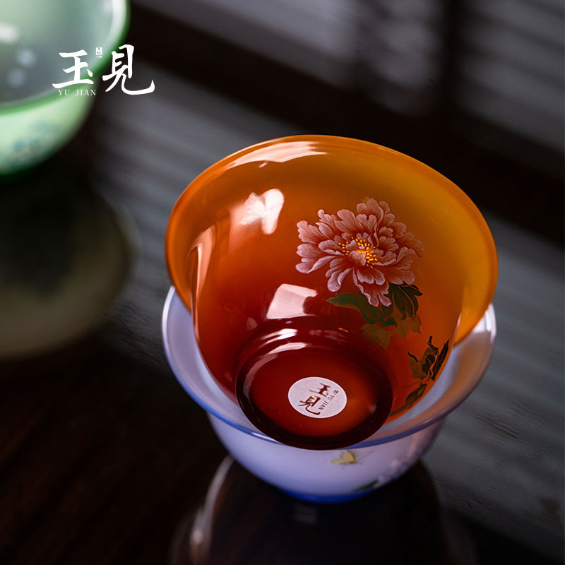 YUJIAN Hand-Painted Master Cup 90ml Handmade Glass Teacup – Chinese Style