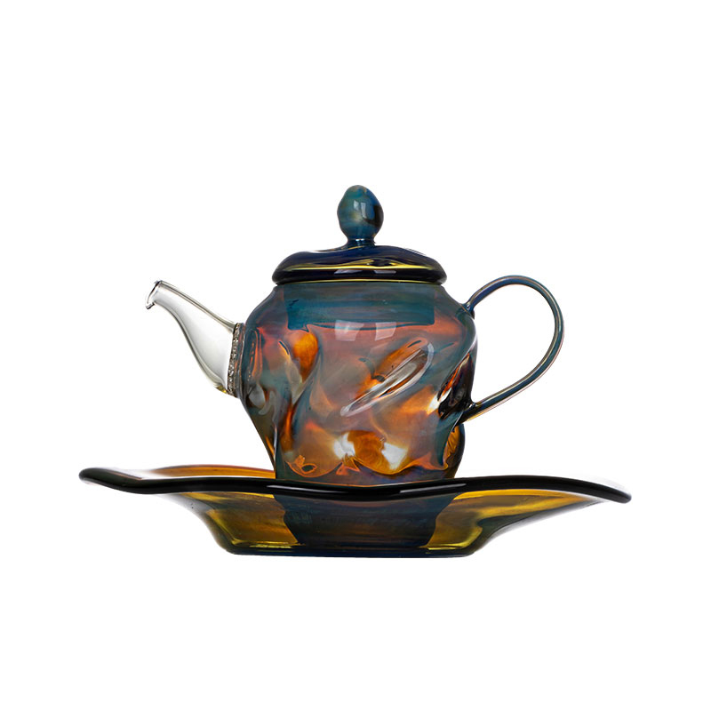 Handcrafted Iridescent Glass Teapot 