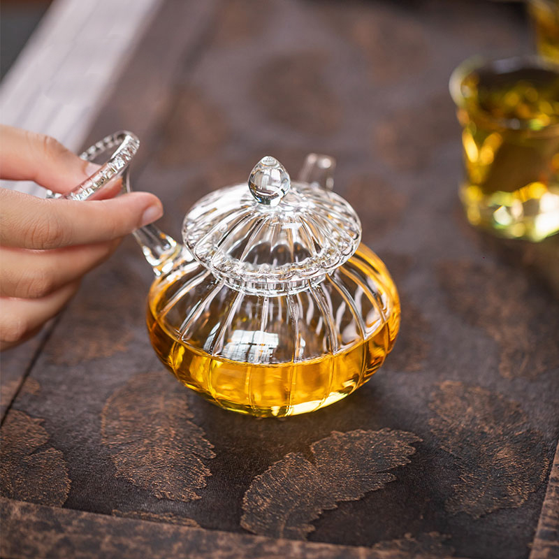 Handcrafted Borosilicate Glass Teapot 150ml – Seashell Handle, Four Colors