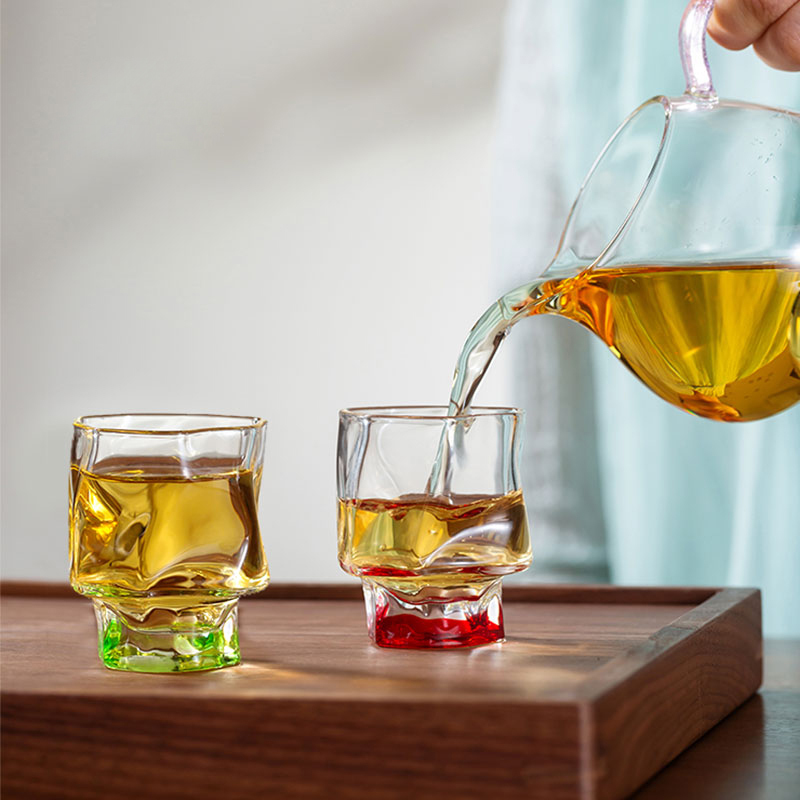 Handcrafted 60ml Glass Tea Cups – Set of 2, Elegant Borosilicate Tasting Cups