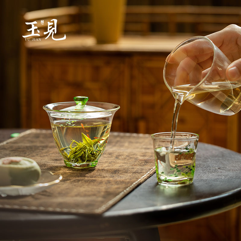 Hand-Painted 120ml Lotus Fish Gaiwan | High-Quality Glass