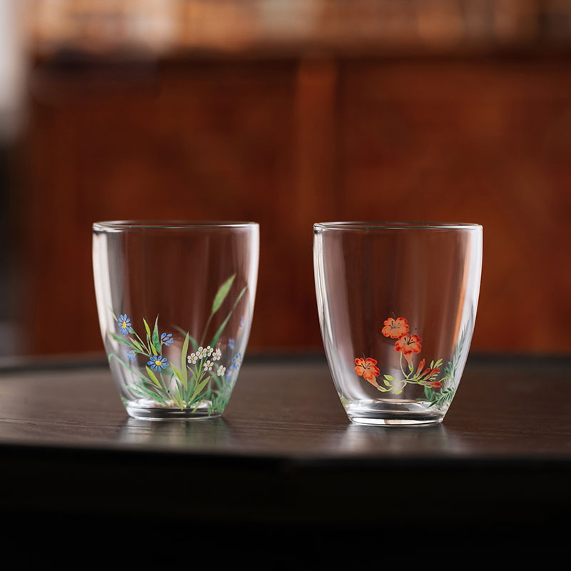 Hand-Painted Glass Teacups Set of 2 – 60ml Collectible Borosilicate Teaware