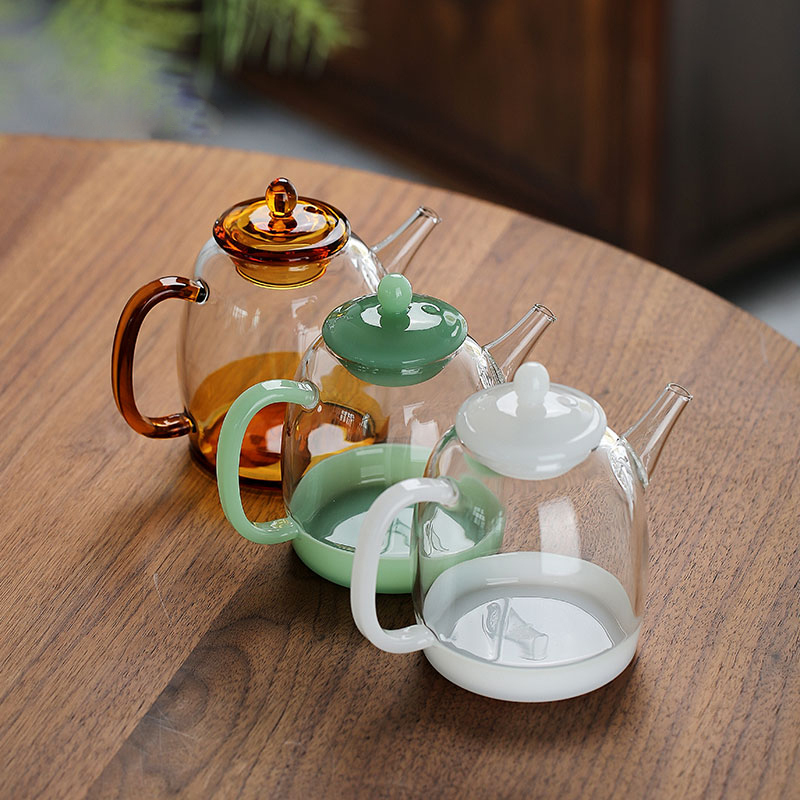 Borosilicate Glass Teapot with Jade Texture Handle & Lid – 240ml