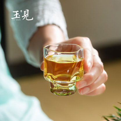 Handcrafted 60ml Glass Tea Cups – Set of 2, Elegant Borosilicate Tasting Cups