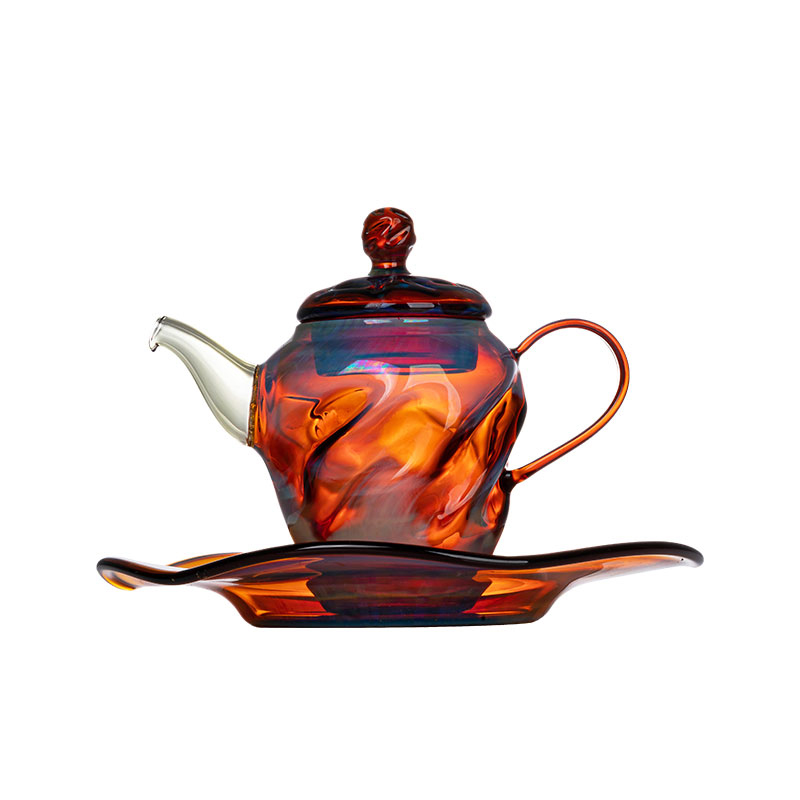 Handcrafted Iridescent Glass Teapot 