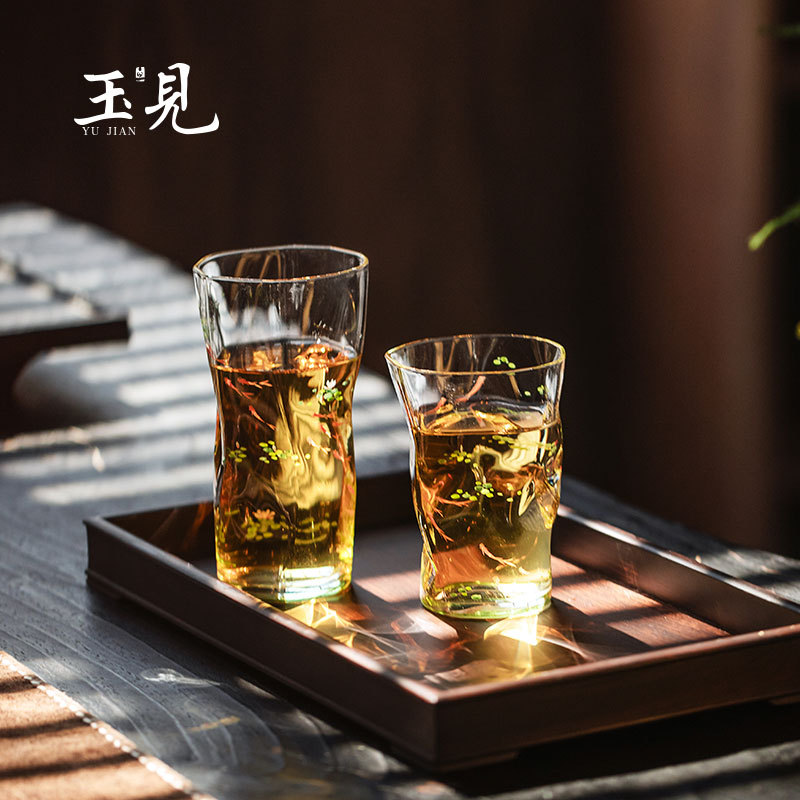 Hand-Painted Lotus Fish Glass Tea Cup 260ml / 180ml | Gift Box