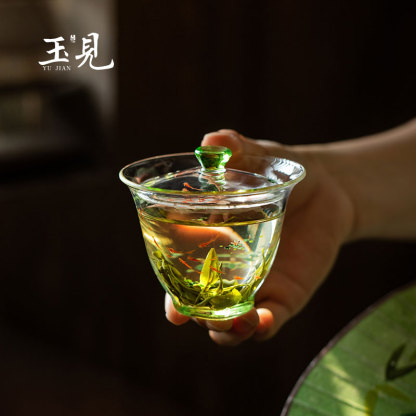 Hand-Painted 120ml Lotus Fish Gaiwan | High-Quality Glass