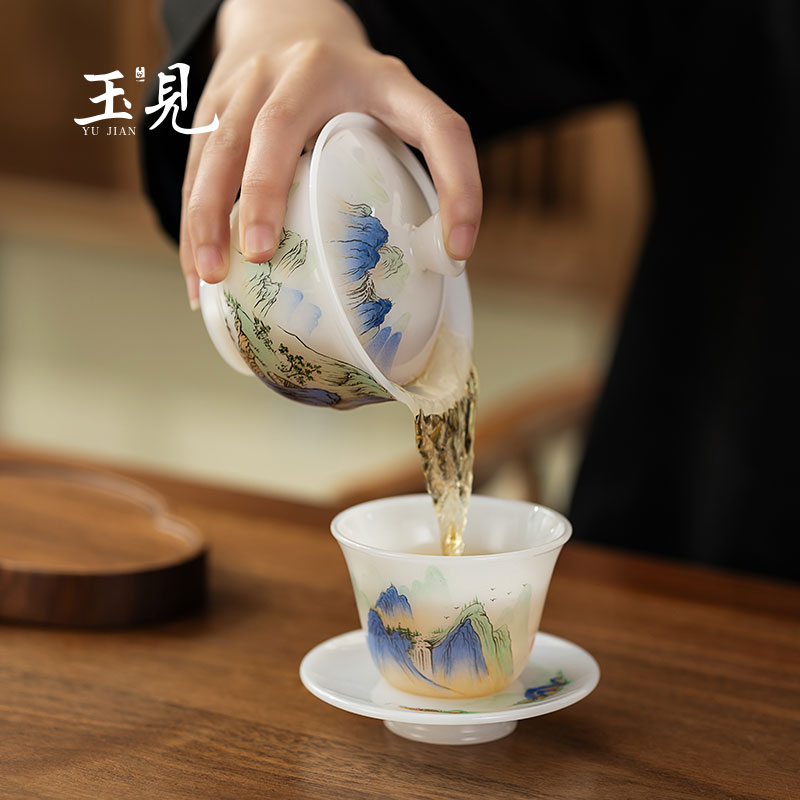 Hand-Painted Landscape Mug | Borosilicate Glass Office Cup