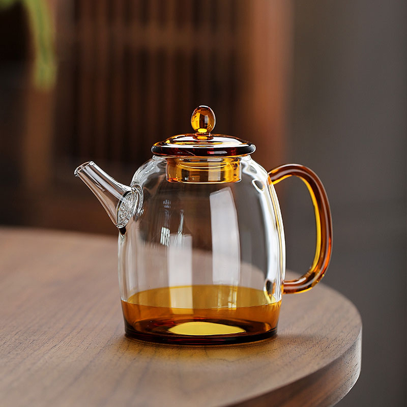 Borosilicate Glass Teapot with Jade Texture Handle & Lid – 240ml