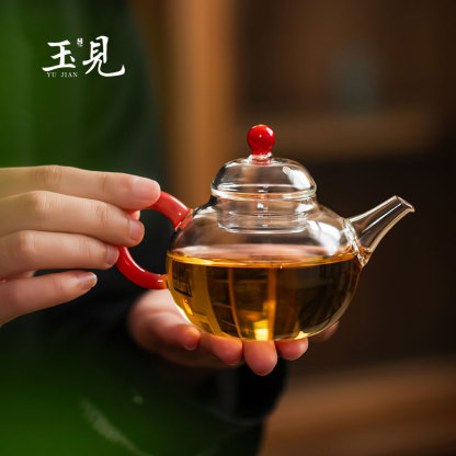 Handcrafted Borosilicate Glass Tea Pot 150ml – Chinese Style Fulu Design