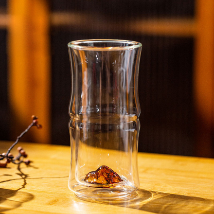 Handcrafted Bamboo-Style Glass Tea Cup