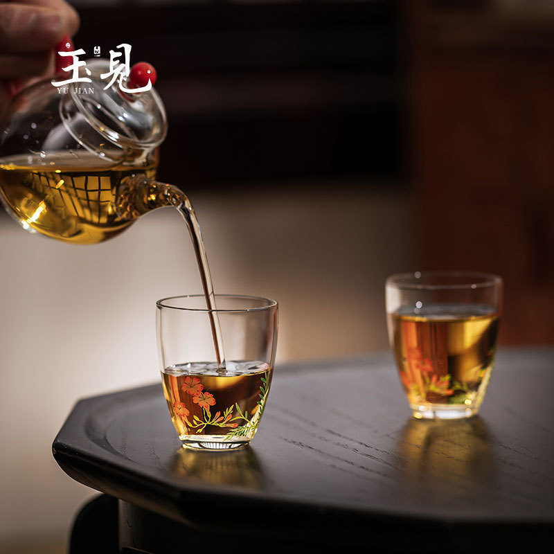 Hand-Painted Glass Teacups Set of 2 – 60ml Collectible Borosilicate Teaware