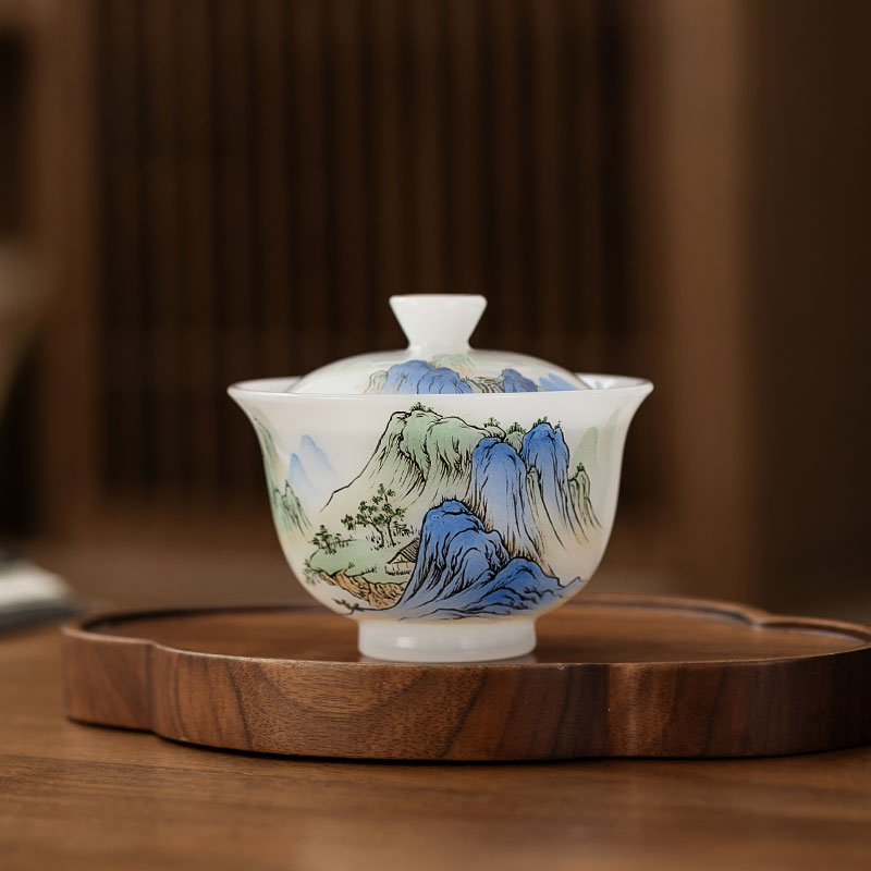Hand-Painted Landscape Mug | Borosilicate Glass Office Cup
