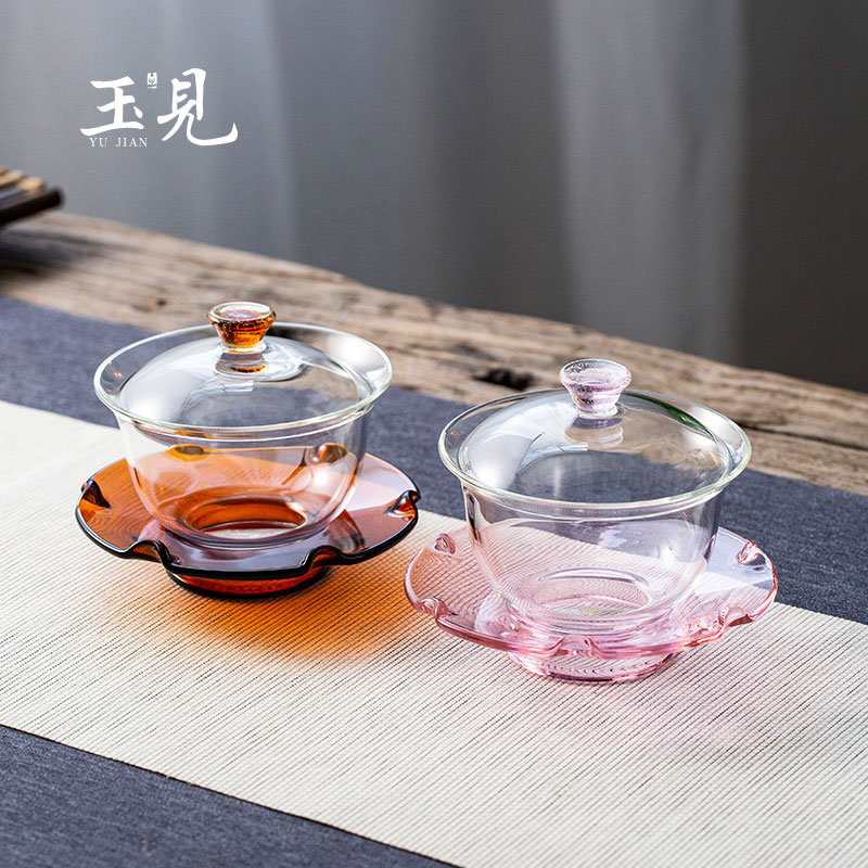 Handcrafted Lotus Elegance Gaiwan 150ml – Borosilicate Glass, Four Colors