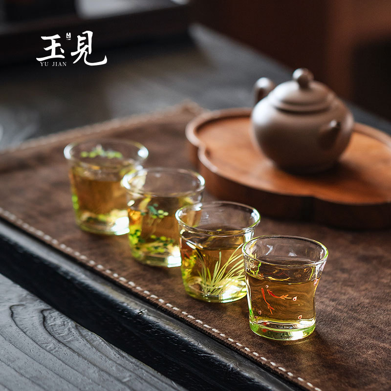 Hand-Painted 50ml Glass Tea Cup Set – 4pcs